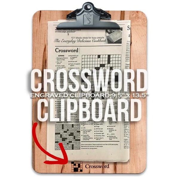 Crossword Puzzle Clipboard, handcrafted in Solid Ambrosia Maple or Cherry Hardwood