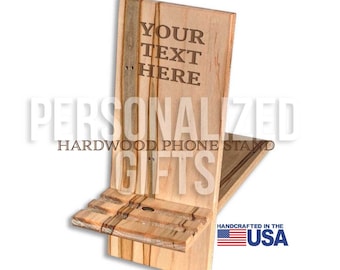 Cool Phone Stands, Engravable Phone Stand, Logo phone stand in Solid Ambrosia Maple