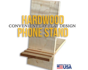 Personalized Wood Phone Stand, Travel Phone Stands, Hardwood Phone Holder, Solid Wood Curly Maple, Free Shipping