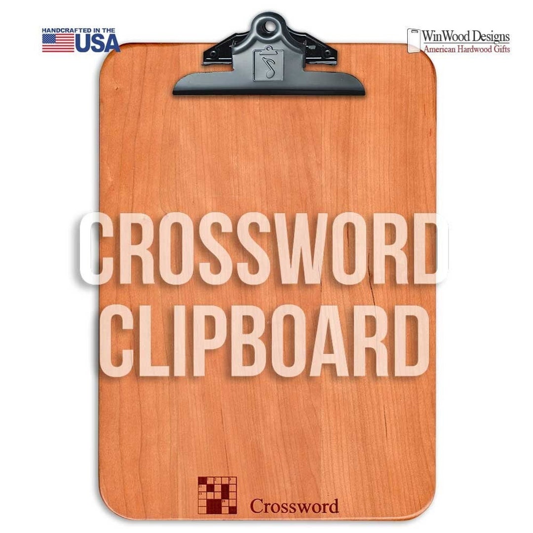 Crossword Puzzle Clipboard, Newspaper Cherry Crossword Holder, Engraved