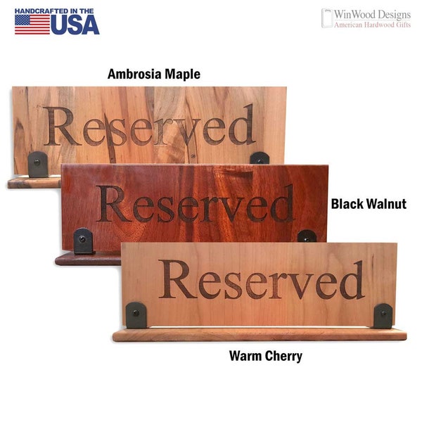 Hardwood Reserved Signs, Restaurants Tabletop Reserved Sign, Table Tents, Restaurant Signs 9" x 3"