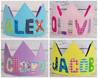 Birthday Crown with name / Personalized Felt Birthday Crown / NEW COLOURS! / 14 available colours to choose from! / Felt Crown / Party hat /