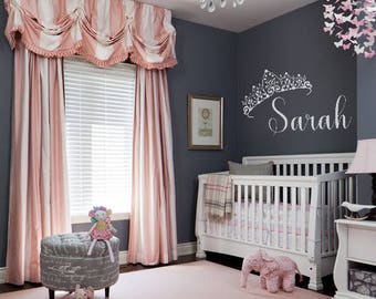 Custom Princess Crown W Initial Letter Wall Decal Etsy