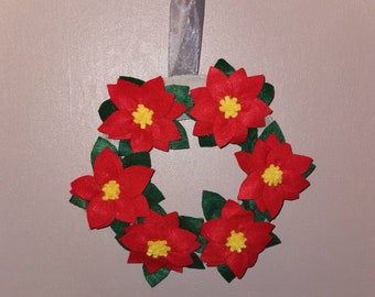 Christmas Poinsettia felt wreath