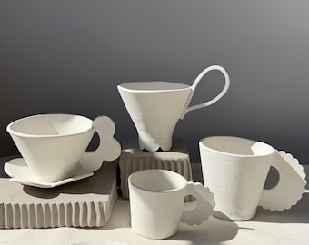 Pottery Form Clay Template Bundle + Video Demo | Soft Slab Ceramic Patterns for Flower Cup, Saucer, Scalloped & Footed Cups | Download