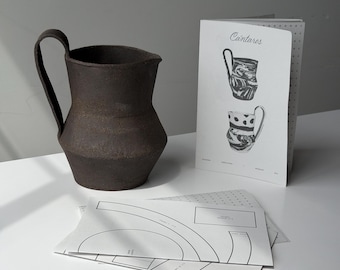 Slab Building Pottery Templates Booklet — Slab Building Jug, Handmade Pottery, No Wheel, Physical + PDF Download