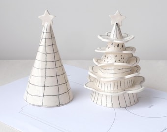 Christmas Tree Pottery Template Set • Minimal + Botanical PDF • Holiday Clay Craft • Printable Ceramic Cone Tree Pattern