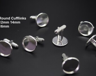 50pcs Silver French cufflinks blank, cufflink base, Brass Cufflinks Bezel Setting with Texture (3010360)
