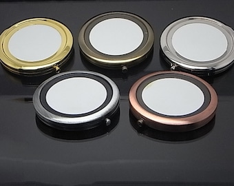 25 Kits 70mm Round Blank Pocket Mirror with 58mm metal disc setting for fabric, Compact mirror blank, Engravable Pocket Mirrors M001