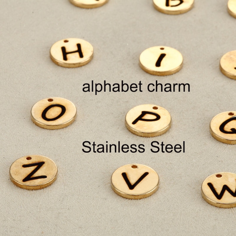 26Pcs Letters Round Charms Pendants Jewelry Finding DIY Making Accessories