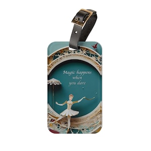Ballerina Magic Night Luggage Tag - Circus Dream, Travel Accessory, Bag Identifier, Suitcase Label, Backpack Name Tag, Ballet Theme Gift