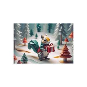 Fine Art Postcards Christmas Forest scenes, woodland animal Greetings
