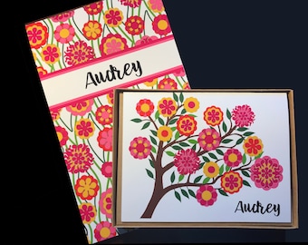 Notecards Personalized Floral Notecard Notpad Stationary Teen Gift Set Stationery Notepad - BHOOMI SPRING