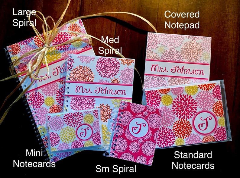 Personalized Teen Gift Set Notebook Girl Notepad teacher gift set notecards BECCA image 8