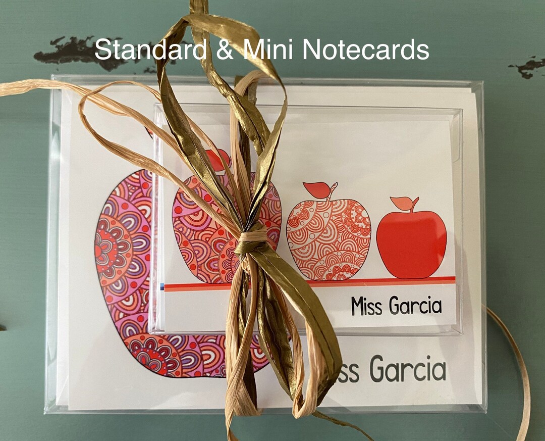 Personalized Teacher Apple Stationary Gift Set Stationary Apple Notepad ...