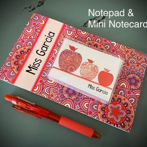 Personalized teacher Gift Set Stationary Apple Notepad - MYSTIC APPLE