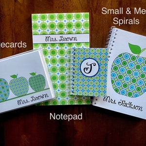Personalized Teacher Apple Stationary Gift Set Stationary Apple Notepad - APPLES