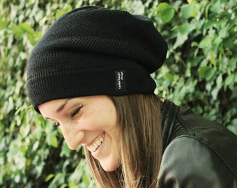 knit slouch wool beanie  - zauberhand-design®  THE-FUN-merino-100