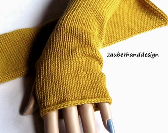 Armstulpen senfgelb Wolle | Pulswärmer mit Daumenöffnung | STYLE-fine-merino