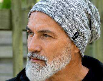 slouch summer beanie -  womens lightweight cap -  mens knit summer hat - zauberhand-design®  SANDY grey melange