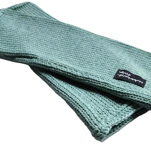 knit wristwarmers, cotton, handwarmers, thumbhole, mittens CITY-cotton-100-25 mint