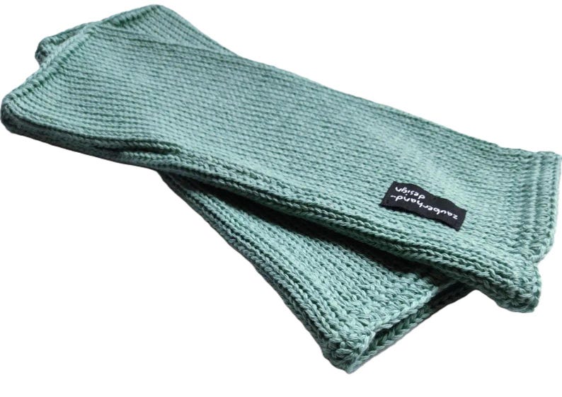 knit wristwarmers, cotton, handwarmers, thumbhole, mittens CITY-cotton-100-25 mint