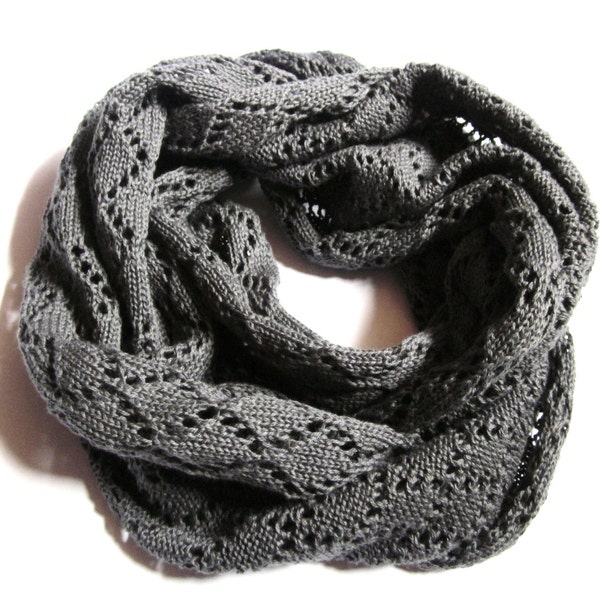 LAURA-merino lace knit  infinity scarf - merino wool -  filigree scarf - ajour lace