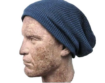 Men's Summer Long Beanie - 100 % Pure Cotton -  Lightweight Unisex Knitted Hat - Sizes M to 4XL - 14 colors TREND-man-cotton-100