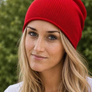 Minimalist Unisex Beanie Fine Knit Merino Beanie - Handmade Wool Hat - Italian Merino Wool - Scandinavian Style, Made in Germany image 1