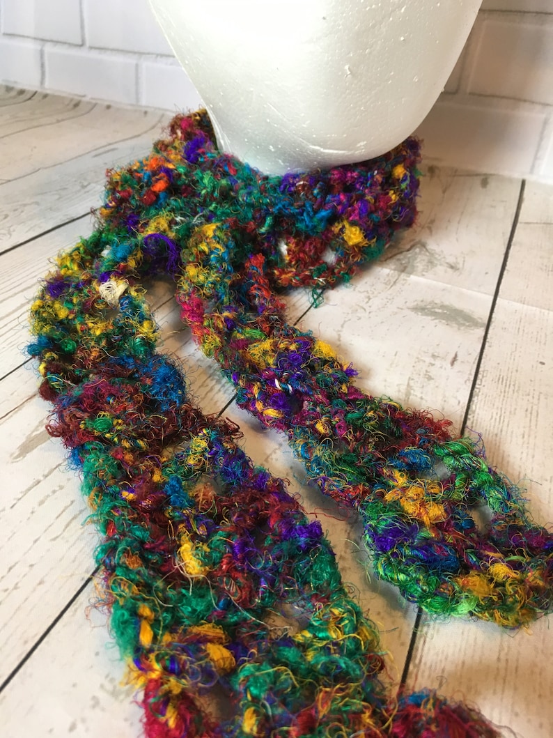 Sari Silk Boho Scarf Pattern Crochet Pattern Silk Scarf Etsy