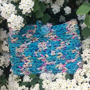 Cut the Cord Clutch pattern, Sari cording purse, crochet pattern, purse pattern, recycled silk pattern, girl&#39;s purse
