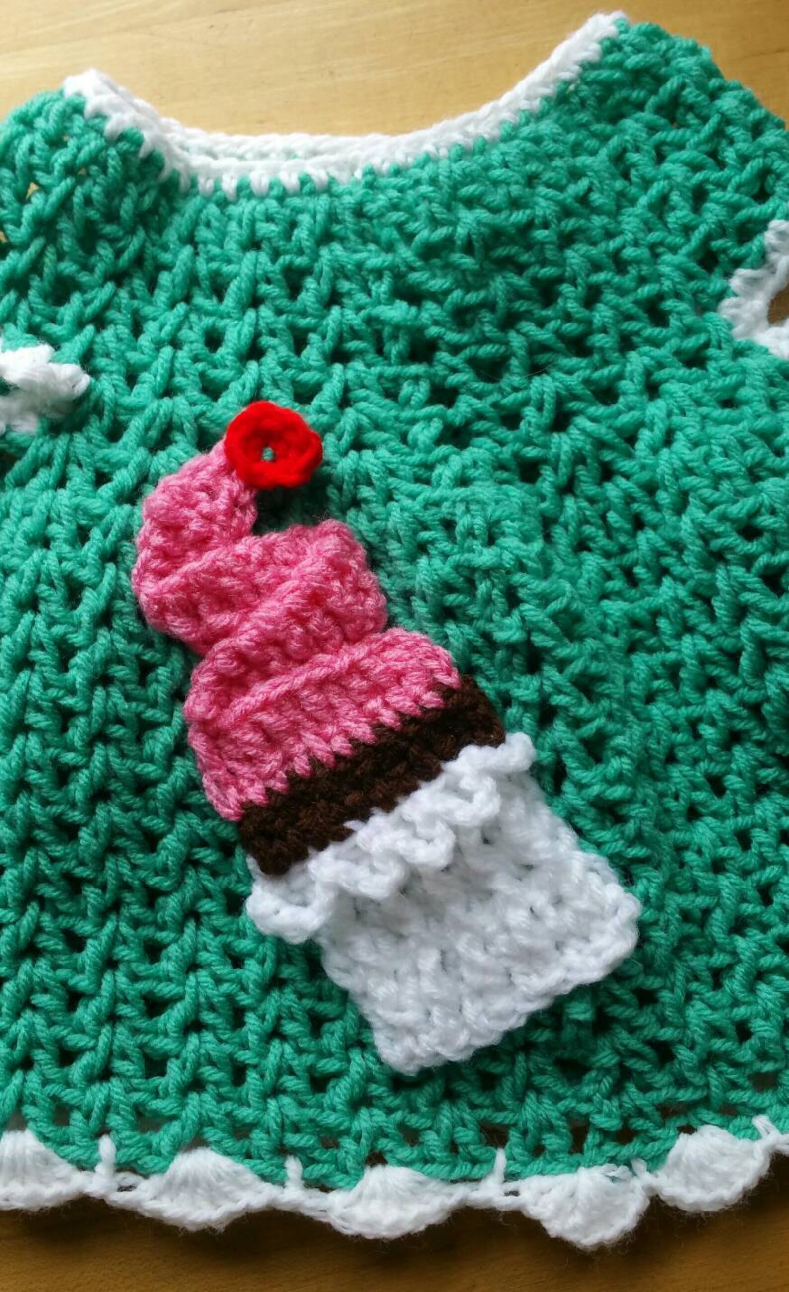 12 18 Months Adorable Crochet Vstitch Dress With Cupcake Etsy