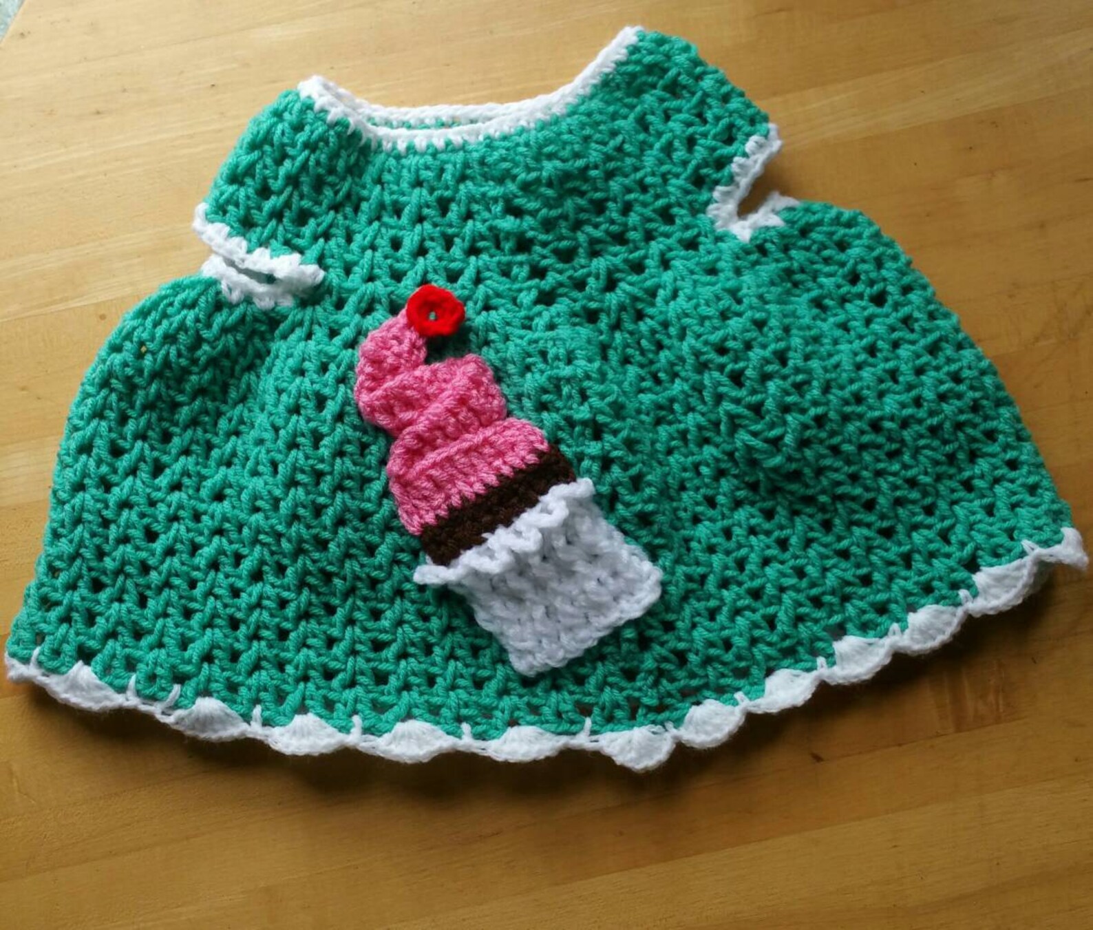 12 18 Months Adorable Crochet Vstitch Dress With Cupcake Etsy