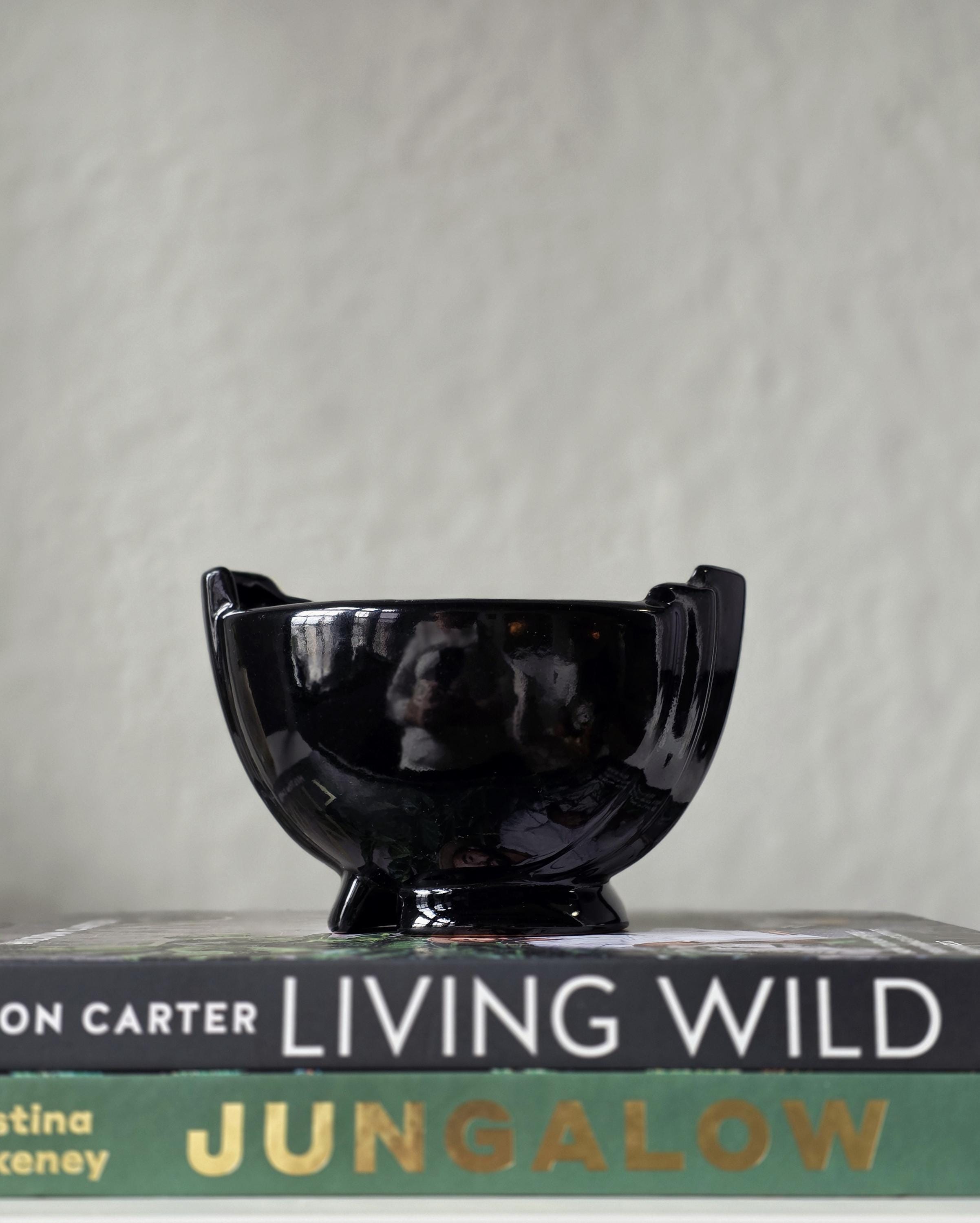 Vintage 1940s Frankoma Planter | glossy black