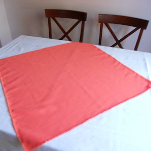 Pink orange tablecloth, salmon orange table topper, square 29&quot; x 29&quot; table topper, ready to ship