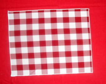 Red and White Checkered Cloth Napkin: 12x15 Polyester