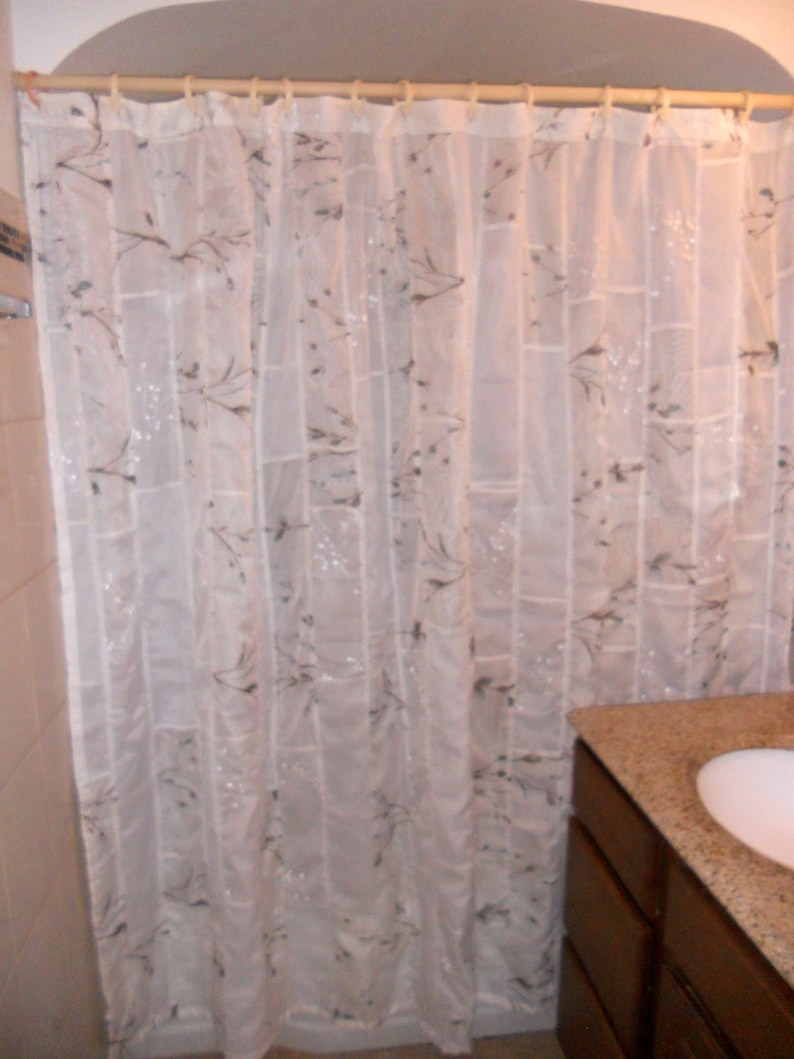 Patchwork sheer shower curtain solid cream white and printed Etsy