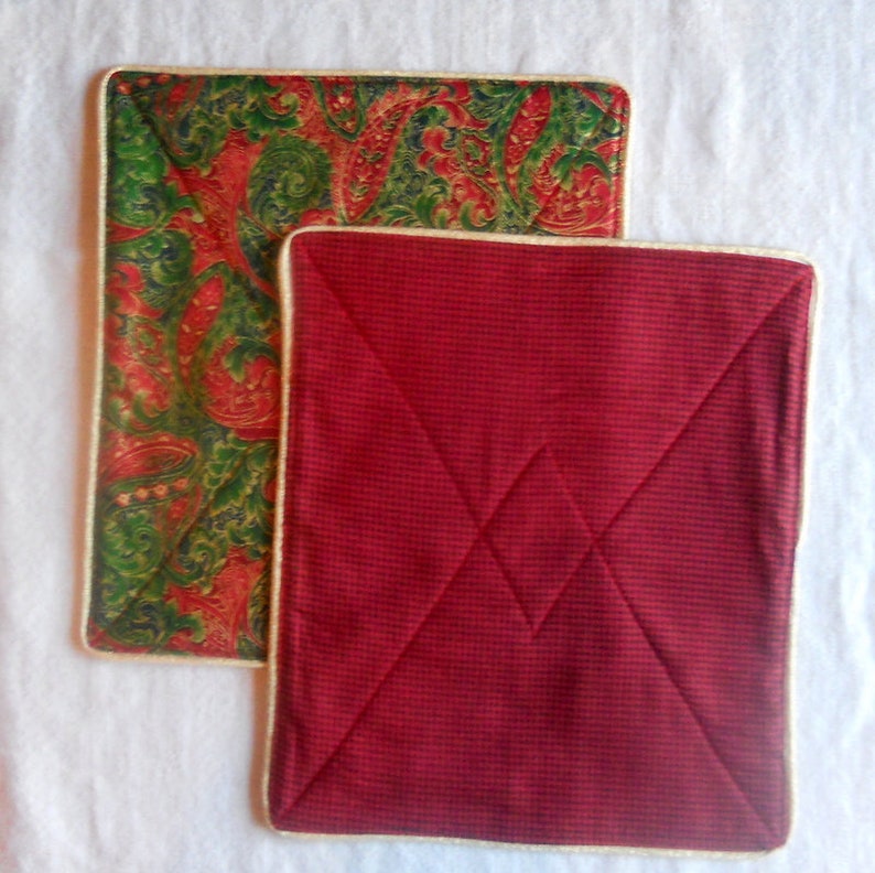 Christmas placemats set of 2 red green placemats small Etsy