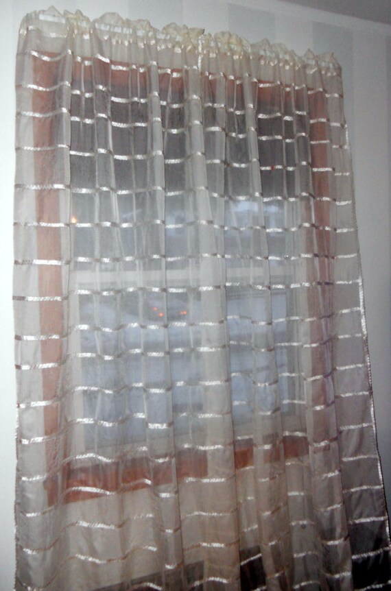 Off White Sheer Window Treatments Patchwork Sheer Curtains Etsy