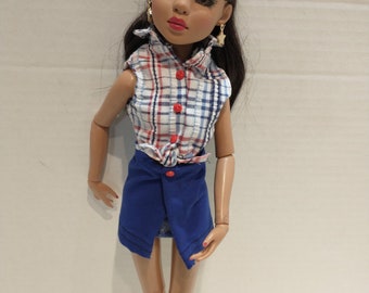 OOAK 2 piece skirt and shirt made to fit Ellowyne, only 1