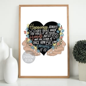 PRINTABLE - Happiness is Precious - Happiness Heart Print - Acceptance Wall Decor - Therapy Office Poster - Floral Heart Quote Artwork