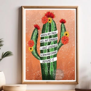 Growing Around Pain | Acceptance Commitment Therapy Quote | Distress Tolerance Quote| Therapy office Decor | Mental Health Art