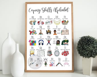 Bewältigungstechniken Alphabet Poster: Psychische Gesundheit von Kindern (Digitaler Download)