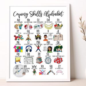 Coping Skills Alphabet Poster| Coping Skills for Kids| Elementary School Social Emotional Visual | Calm Corner Tool| Classroom Coping Skills