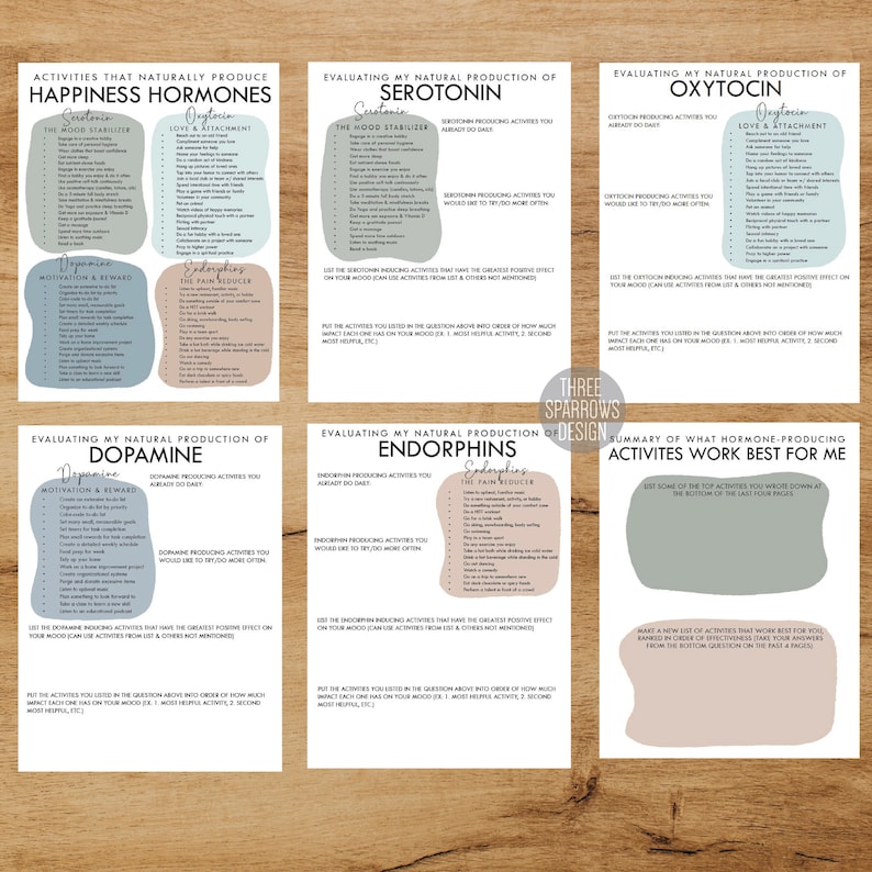 Happiness Hormones Handout: Self Care Activities Worksheet (digital ...