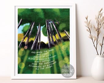 Gratitude During Adversity Quote Print: Hand Lettered Illustrated Mental Health Art