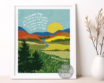 Self Compassion Art Print: Illustrated Mental Health Poster