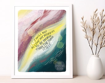 Overcoming Anxiety Print: Hand-Lettered Therapy Office Wall Art