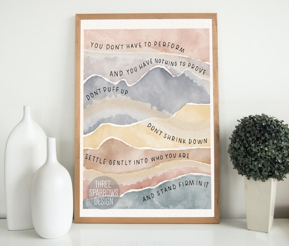 Self Acceptance Watercolor Print: Mental Health Quote (Digital Download)