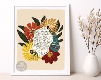 Hand Lettered Hymn Print: Christian Grief and Loss Art